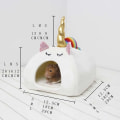 Miniatyrbillede 3 af 4: (Hvid, Størrelse L) Hamsterhus Varm Vinterrede Hvile Marsvin Bedårende Enhjørning Kæledyr Sovebur