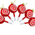 Miniatyrbild 1 av 6: Paket med 6 julgodis-lollipop-prydnader 10 cm splitterfri glitter KLB