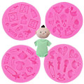 Miniatyrbillede 1 af 3: 4 stk. Baby Klapvogn Fodflaske Bogstav Silikoneform Kageform DIY Chokolade Kage Dekoration Form