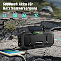 Miniatyrbillede 3 af 7: Nødradio Sprøjtesikker Bluetooth Højttaler Bærbar AM/FM Solar Crank Radio