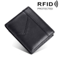 Miniatyrbillede 1 af 7: Syet læder herre pung RFID anti-tyveri pung (sort)