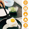 Miniatyrbillede 4 af 5: Non-Stick Silikonespatler, Madkvalitetsspatel med huller, Høj varmebestandighed op til 480°F, Spatel med huller til fisk, æg, pandekager (L, sort)