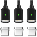 Miniatyrbillede 1 af 4: iPhone opladerkabel, [3 stk. 1M] Lynkabel nylon sort