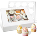 Pikkukuva 1 / 5: 12 kpl 12-reikäisiä cupcake-laatikoita ikkunalla, Valkoinen, 32,7 x 25 x 9 cm (13 x 9,8 x 3,54 tuumaa)
