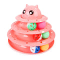Miniatyrbilde 1 av 4: 3-etasjes roterende katteleketurntable kattekuler med seks fargerike baller Interaktiv kattunge Moro Mental Fysisk Trening Puslespill Kattungeleker (1 pakke, rosa)