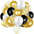 Miniatyrbillede 3 af 8: Sorte guld balloner, 60 stk sorte guld hvide balloner, fødselsdag pynt