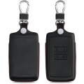 Miniatyrbild 1 av 5: Fodral Kompatibelt med Renault Smart Key 4-knapp (Endast Keyless Go) - Svart-Röd-Äkta Läder Bilnyckelfodral med Nyckelring