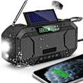 Miniatyrbillede 1 af 7: Nødradio Sprøjtesikker Bluetooth Højttaler Bærbar AM/FM Solar Crank Radio