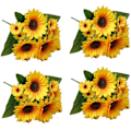 Miniatyrbillede 1 af 6: 4 Bundter Kunstige Solsikkeblomster Udendørs UV-Resistente Falske
