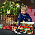 Miniatyrbillede 6 af 7: Klassisk juletogssæt legetøj med lys og lyd, elektrisk KLB