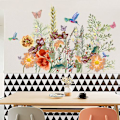 Miniatyrbild 6 av 7: Grönt Gräs Blomma Fjäril Hörn Dekal Sockel List Vägg Dekal