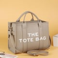 Miniatyrbild 5 av 6: KLB Tote Bag för kvinnor, PU-läder Tote Bag, Grå