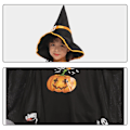 Miniatyrbillede 3 af 5: Børne Halloween Kappe til Småbørn Drenge og Piger - Græskar Spøgelse Kappe Sort
