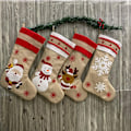 Miniatyrbild 5 av 6: Ny julstrumpa jute set 4 delar broderad linne KLB