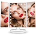 Miniatyrbilde 1 av 4: Forfengelighetsspeil, bordplate speil 3-sidig forfengelighetsspeil med 21 LED Foldable Dimmable 180 graders justerbar rotasjon 1X 2X 3X