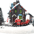 Miniatyrbilde 1 av 5: Fargede LED-julelys, lite toglandsbyhuslandskapslys, KLB