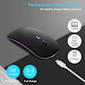 Miniatyrbillede 1 af 6: Mus LED Trådløs Mus Genopladelig 2.4G Lydløs Bluetooth 5.1 Bærbar USB KLB