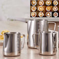 Miniatyrbilde 5 av 6: Melkeskummer, 350ml + 600ml håndholdt rustfritt stål melkeskummerkanne, kaffe KLB