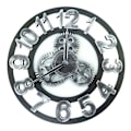 Miniatyrbild 2 av 7: Retro Trä Rund Enkelsidig Växel Klocka Digital Väggklocka 50cm (Silver)