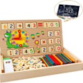 Pikkukuva 1 / 8: Montessori-matematiikkalelu puusta, oppimislaatikko, numeroiden oppimispeli piirustuksella KLB