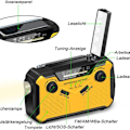 Miniatyrbild 2 av 6: Solradio, AM/FM bärbar vevradio nödradio med 2500mAh