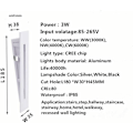 Miniatyrbillede 5 af 5: LED Indbygget Trappe Lys Trin Lys 220V Indendørs Hjørne Væg Lys Trin Dekoration Lampe Gang Trappe Lys Med, 2stk, Varm Hvid, Sort KLB