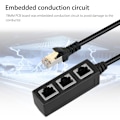 Miniatyrbilde 4 av 8: RJ45 LAN Ethernet 1 til 3 Port Splitter Kabel Nettverk Cat5 Cat6 Adapter Socket