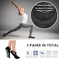 Miniatyrbillede 2 af 5: 3 par yoga sokker til kvinder, skridsikre seler, ballet, sort KLB