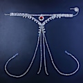 Miniatyrbild 5 av 5: Boho Rhinestone Underkläder Kedja Silver Crystal Trosa Bikini G-String Kroppssmycken Tillbehör för Kvinnor och Flickor
