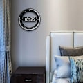 Miniatyrbild 2 av 5: Tyst LED digital bordsklocka svart elektronisk väggklocka rund bordsklocka för sovrum