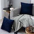 Miniatyrbilde 2 av 4: Fløyel putetrekk 45x45cm for stue sofa, sett med 6 ensfargede firkantede putetrekk soveromsdekorasjon, marineblå KLB
