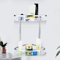 Miniatyrbillede 2 af 8: Tier Space Aluminium Væghængt Badeværelseshylde med Bruser KLB