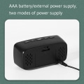 Miniatyrbillede 5 af 7: Spejl Sengebord Alarmur Batteri Stik Dual Purpose LED Ur Bueskåret Sort