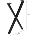 Miniatyrbillede 4 af 5: 2 stk. Metal spisebordben 28 tommer X-form Industrielle stil bordben med justeringspuder Mat sort KLB