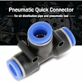 Pikkukuva 3 / 5: PE 3-tie pneumaattinen liitin 10 kpl T-liitos työntöliitin ilmaletkun liitokseen 4mm-16mm OD letkun putkiliittimet (koko: PE-4) KLB