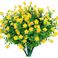 Miniatyrbild 1 av 5: Falska konstgjorda blommor, 4-pack konstgjorda eukalyptusväxter, UV-beständiga gröna blommande växter för utomhusbruk, hängande inomhus (gul) KLB