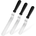 Miniatyrbild 1 av 5: Offset Spatula Set med 3 st, 6 tum, 8 tum, 10 tum blad, rostfritt stål, tårtdekorering, glasyrspatel, set med 3 (svart)