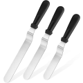 Miniatyrbilde 1 av 5: Offset Spatula Set med 3 stk med 6\" 8\" 10\" blad, rustfritt stål kakedekorering glasurspatel, sett med 3 (svart)