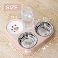 Miniatyrbillede 4 af 4: Dobbelt hævet katte- og hundeskål, katteskål, 3-i-1 kæledyrsskål med automatisk vandopbevaring, rustfrit stålskål til katte og hvalpe (Pink)