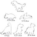 Pikkukuva 8 / 8: Dinosaurus-evästeleikkurit Fondant-leikkurit lapsille 6 kpl pakkaus KLB