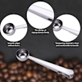Miniatyrbillede 3 af 5: Kaffeske med klips, 2-i-1 rustfrit stål, 1 spsk malet sølv KLB