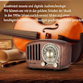 Miniatyrbild 6 av 6: Retro radio med Bluetooth-högtalare, Aooeou radio vintage liten valnötsträ