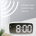 Miniatyrbillede 6 af 7: Spejl Sengebord Alarmur Batteri Stik Dual Purpose LED Ur Bueskåret Sort