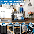 Miniatyrbild 4 av 5: INOX Svart Diskställ för Kök med 2 Nivåer med Droppbricka, Diskställ, med Automatisk Avtappning KLB