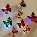 Miniatyrbillede 2 af 8: Natlys, 10 stk. LED sommerfugl vægklistermærker lys KLB
