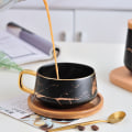 Miniatyrbillede 4 af 6: Espressokopper, 300 ml Cappuccino-kopsæt, Marmor Kaffe Kop