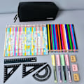 Miniatyrbillede 4 af 5: Studerende Stationery Pouch Bag Office Opbevaringsarrangør Mønt sort KLB