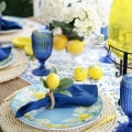 Miniatyrbilde 3 av 5: Håndlagde serviettringer (sitron) Sett med 4, Gule kunstige sitroner med vinranke serviettring til bryllup, middag, bankett, serviett til jul, Thanksgiving, bursdag