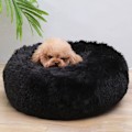 Miniatyrbillede 5 af 8: Rund plys hund seng sort KLB
