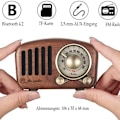 Miniatyrbild 2 av 5: Retro radio med Bluetooth-högtalare, Aooeou radio vintage liten valnötsträ